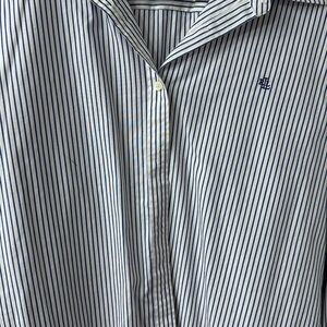 Ralph Lauren Blue and White Striped Button Down Shirt
